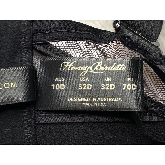 Honey Birdette VESNA🖤 Black Mesh Panel 2 Piece Set 32D Bra & XS Thong - Picture 6 of 9